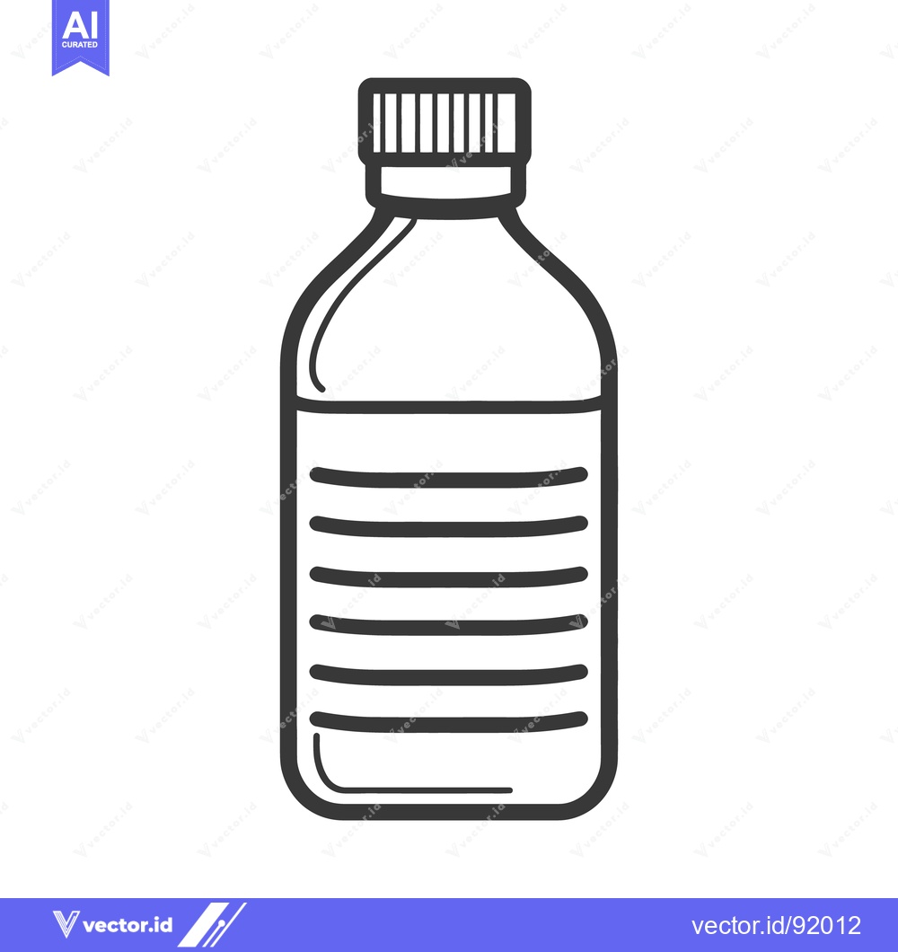 Premium Vector of An outline illustration depicts a bottle with a screw on lid