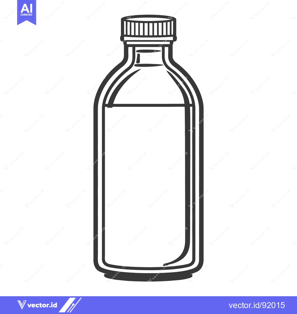 Premium Vector of A single glass bottle containing liquid with a screw on cap
