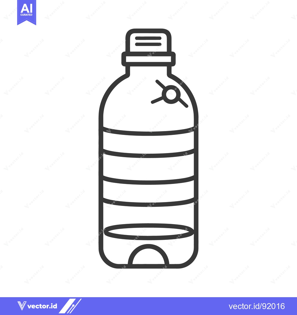 Premium Vector of A single black and white illustration of a plastic water bottle