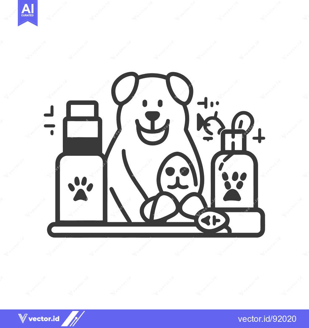 Premium Vector of A graphic illustration depicting dog care with grooming supplies displ