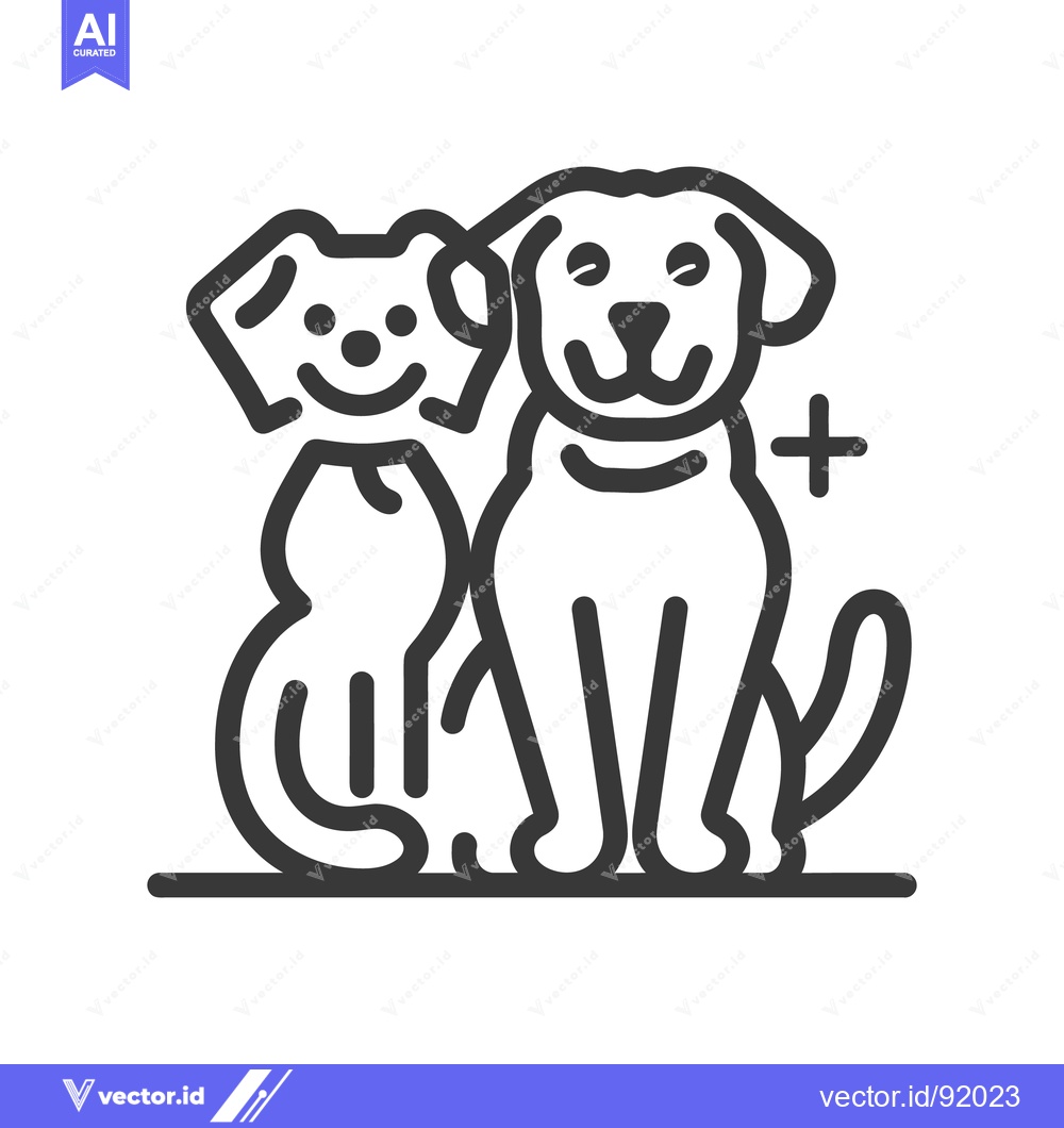 Premium Vector dari Two sitting smiling dogs with a medical plus sign beside them