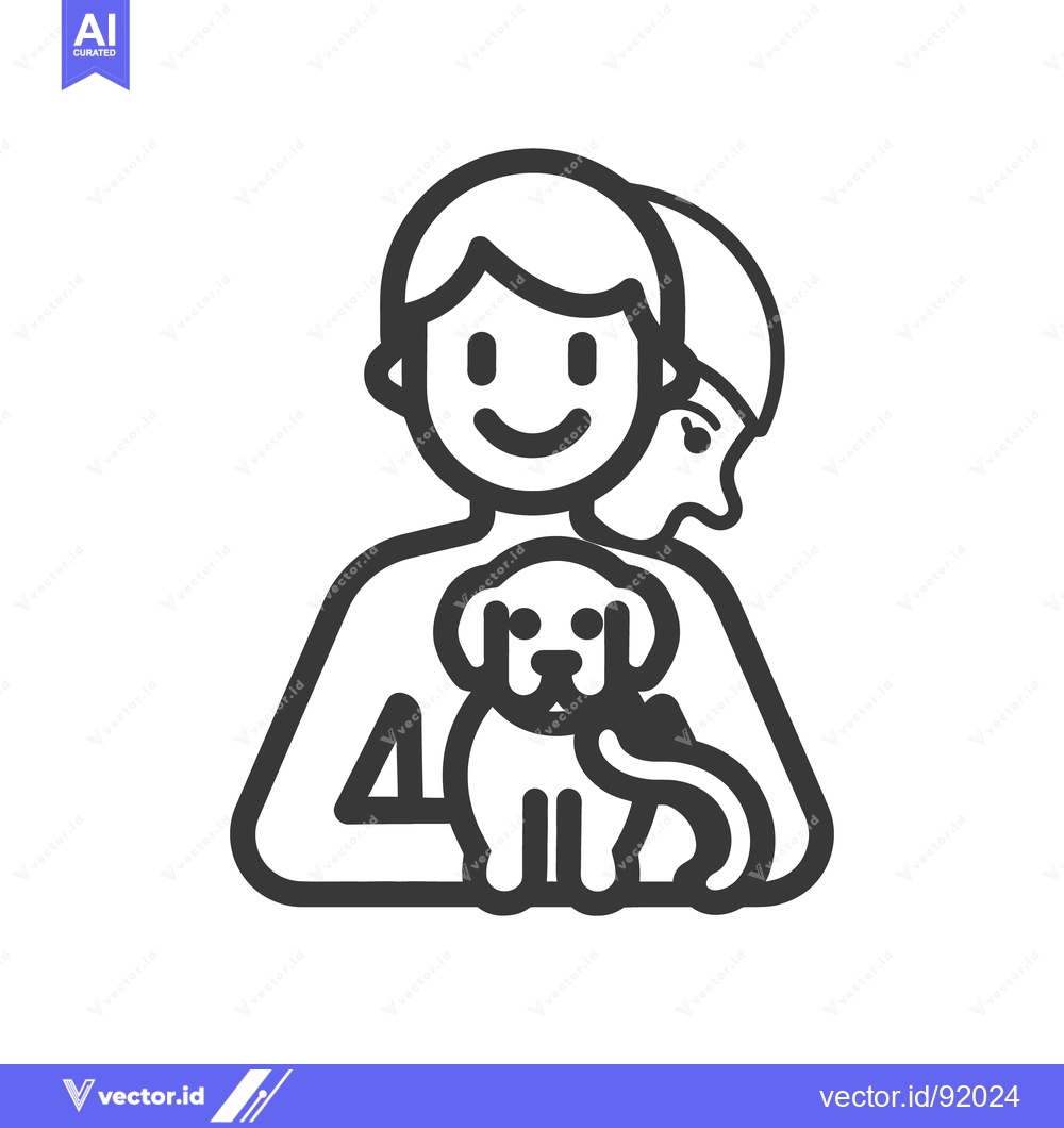 Premium Vector dari A smiling person embracing a small dog friend with another person