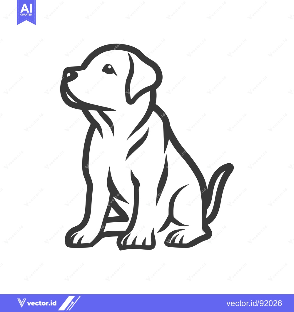 Premium Vector dari A sitting dog drawing in simple black and white style