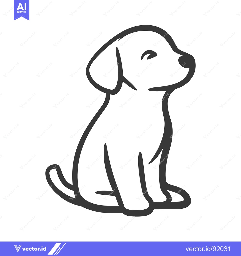 Premium Vector of Simple drawing of a small puppy sitting peacefully quietly