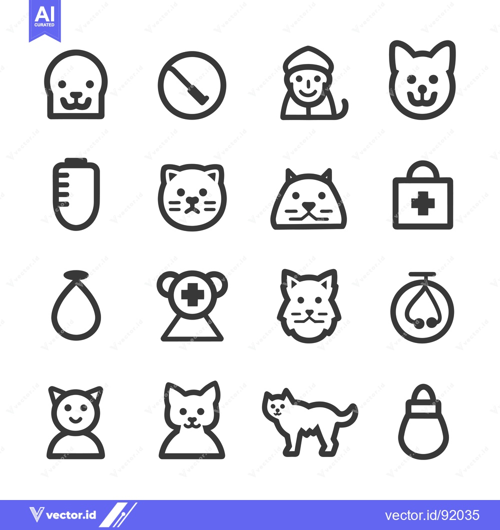 Premium Vector dari Pet Shop Icon Set with Various Animals and Supplies