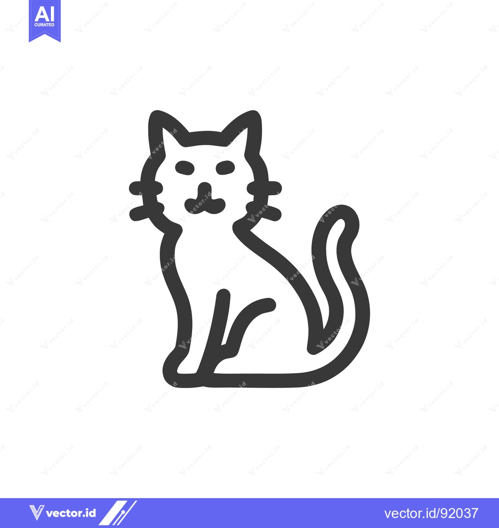 Premium Vector of Minimalist Cat Icon: Simple Line Art of Seated Feline