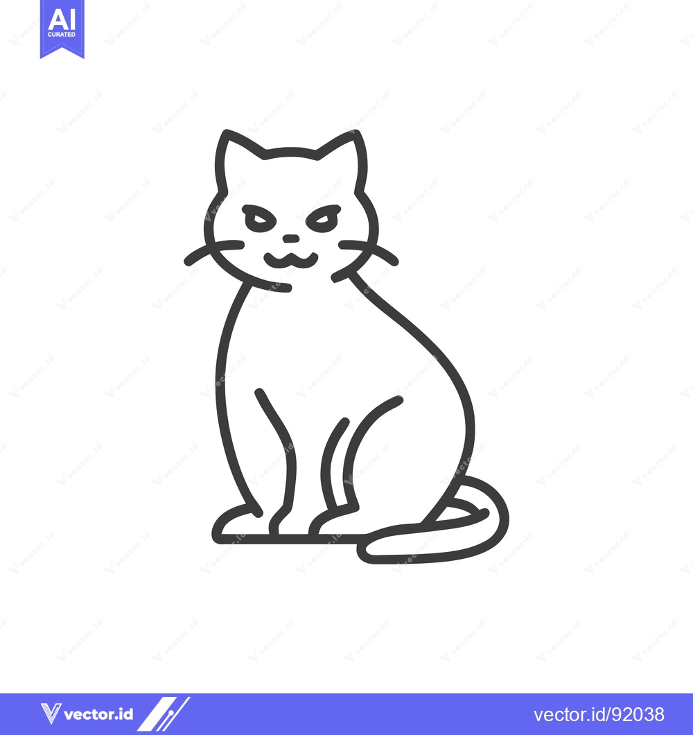 Premium Vector dari Minimalist Cat Icon: Simple Line Art of a Seated Feline