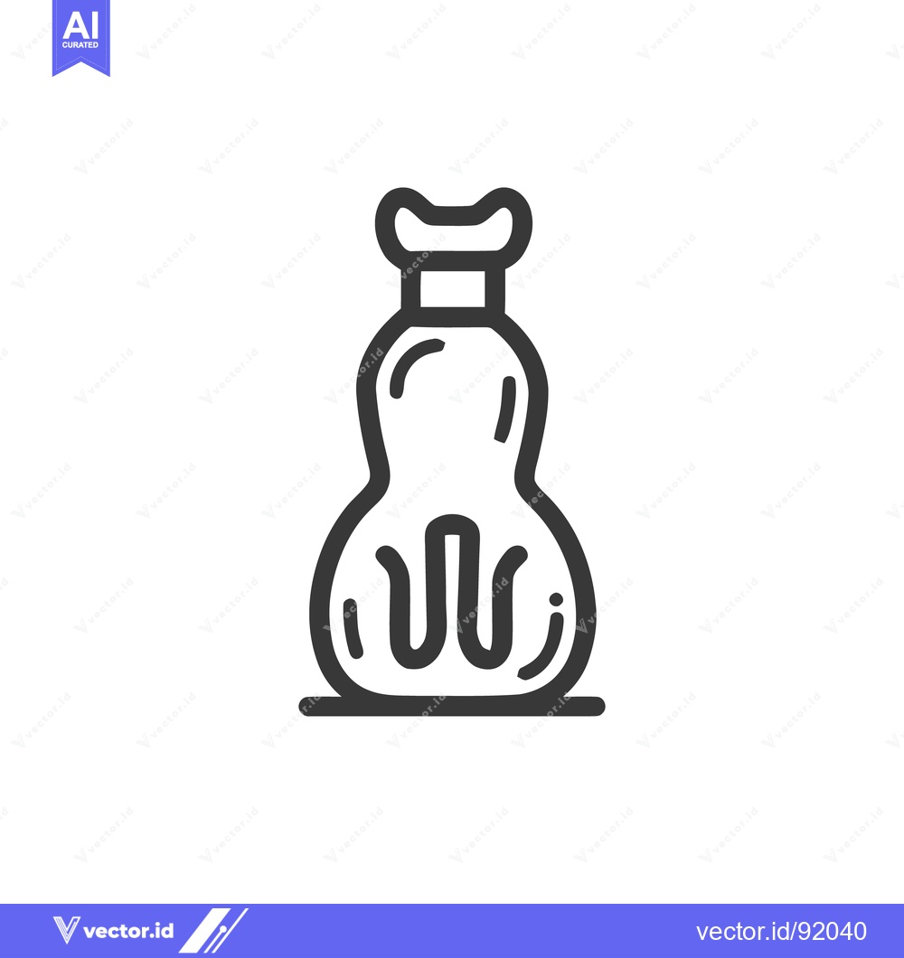 Premium Vector dari Stylized Outline Icon of a Sandbag with Curvilinear Details on White