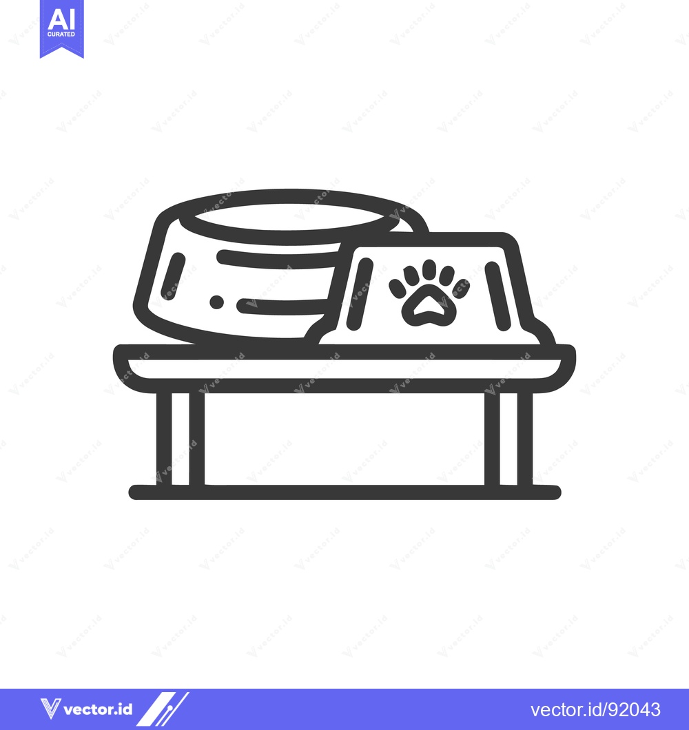 Premium Vector dari Minimalist Pet Feeding Station Icon with Paw Print Detail
