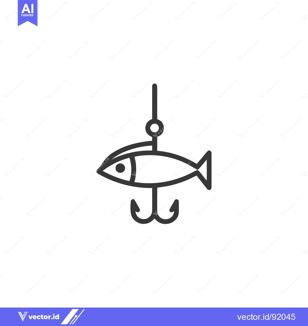 Premium Vector of Minimalist Fish Hook Icon: Fishing Concept, Line Art Design