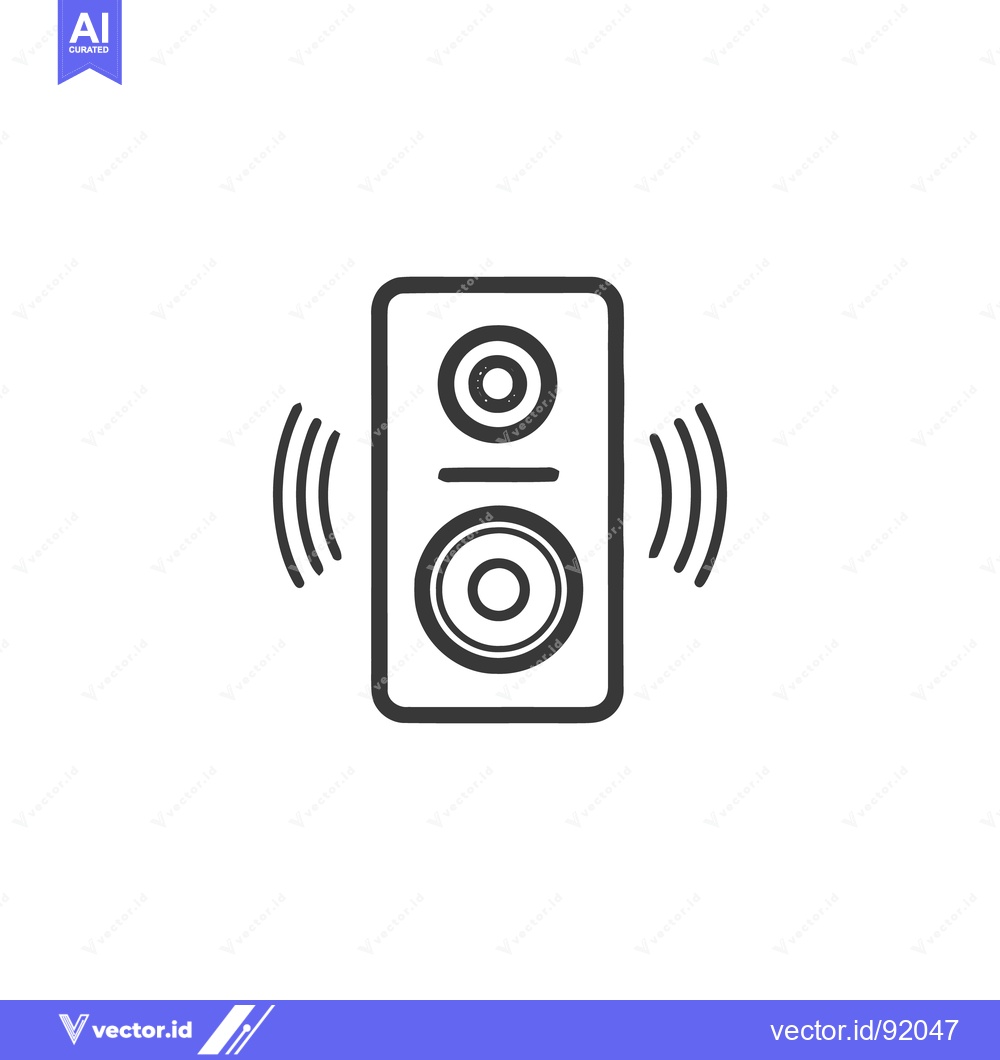 Premium Vector dari Loudspeaker Icon with Sound Waves, Minimalist Black and White Design