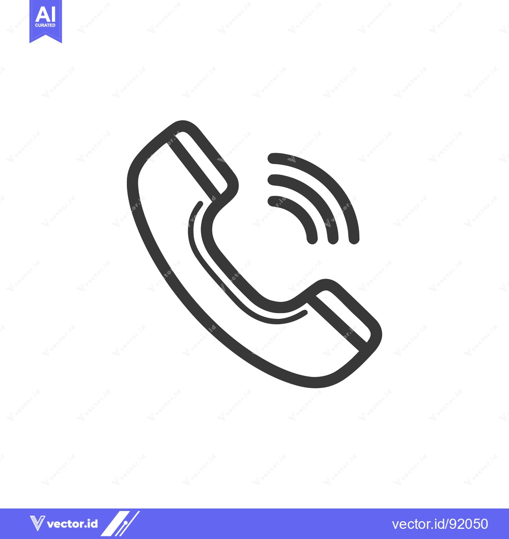Premium Vector of Ringing Phone Handset Icon: Bold Outline on White Background