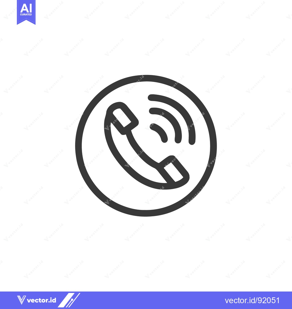 Premium Vector of Minimalist Phone Call Icon: Handset with Signal Waves in Circle