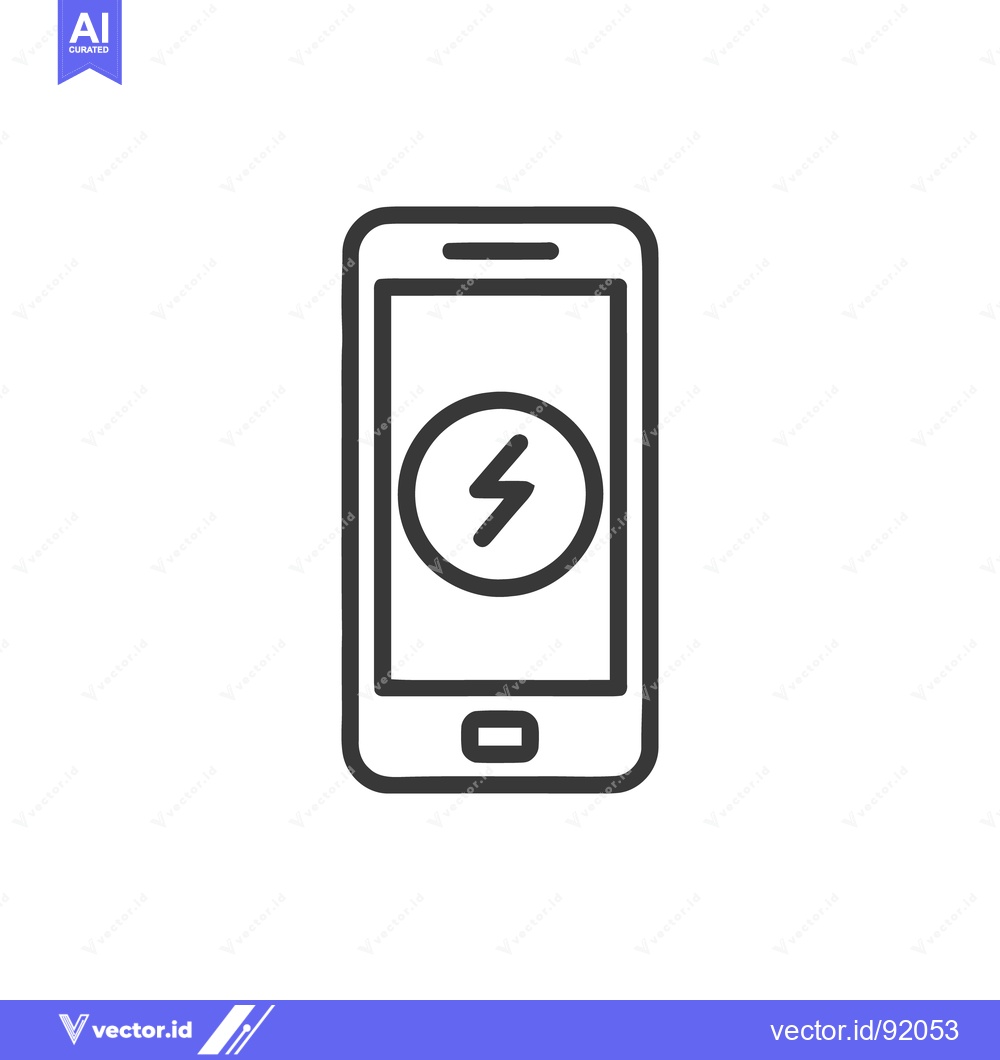 Premium Vector of Charging Smartphone Icon: Minimalist Design with Lightning Bolt Symbol