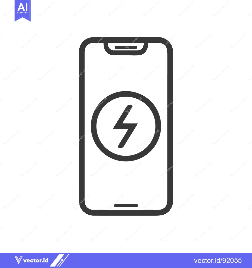 Premium Vector dari Minimalist Smartphone Icon with Charging Symbol, Black and White Desig