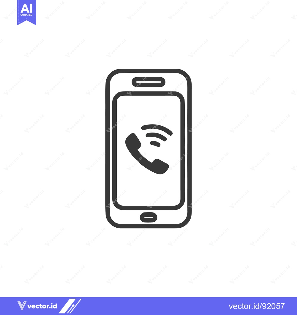 Premium Vector dari Smartphone with Phone Icon and Signal Waves, Minimalist Design