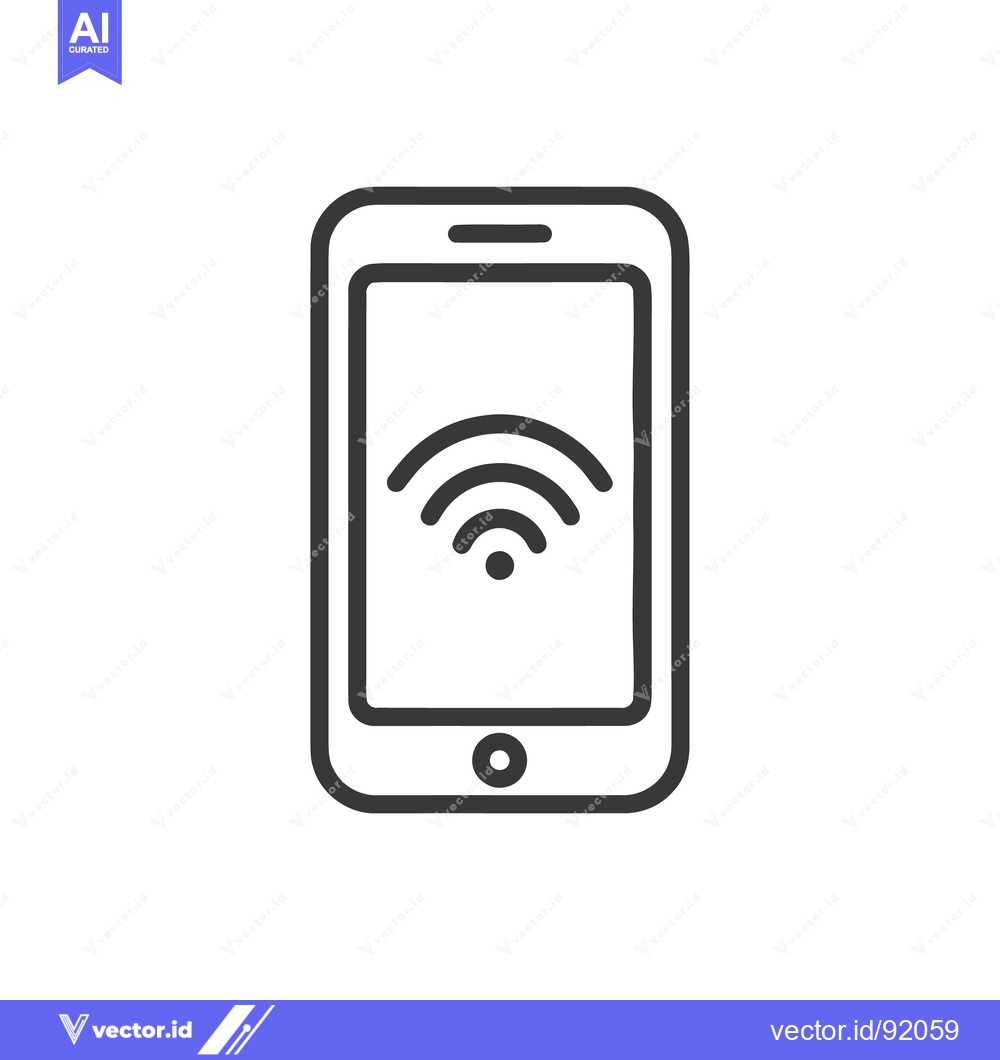 Premium Vector of Minimalist Smartphone Icon with WiFi Symbol in Black and White
