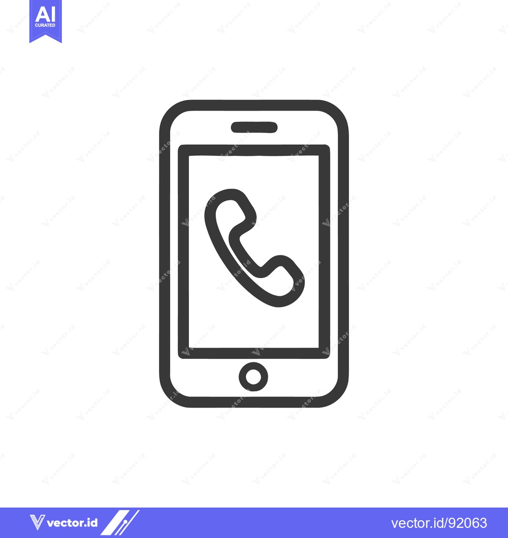 Premium Vector of Minimalist Smartphone Icon with Phone Receiver Symbol on Screen