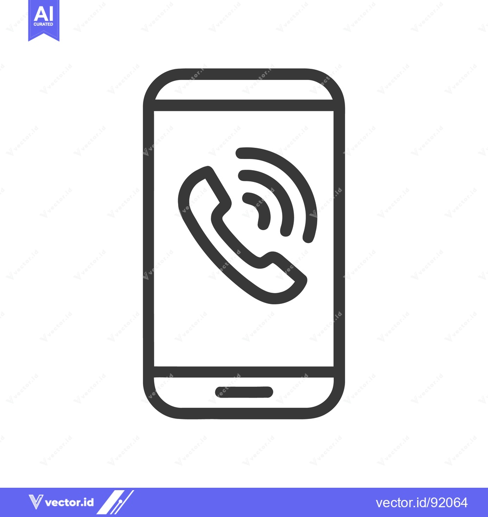 Premium Vector dari Smartphone with Phone Call Icon, Minimalist Line Art Design