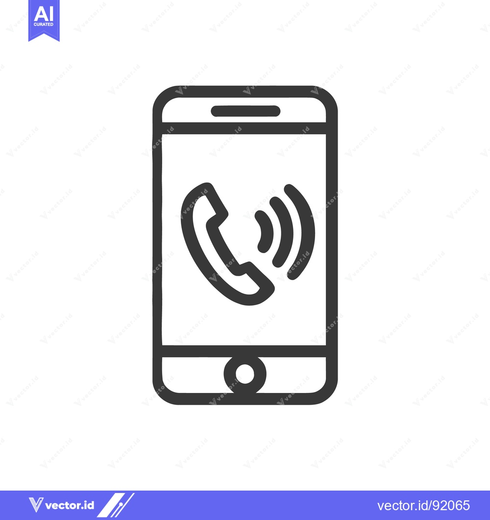 Premium Vector of Minimalist Smartphone Icon with Incoming Call Symbol on White Backgrou