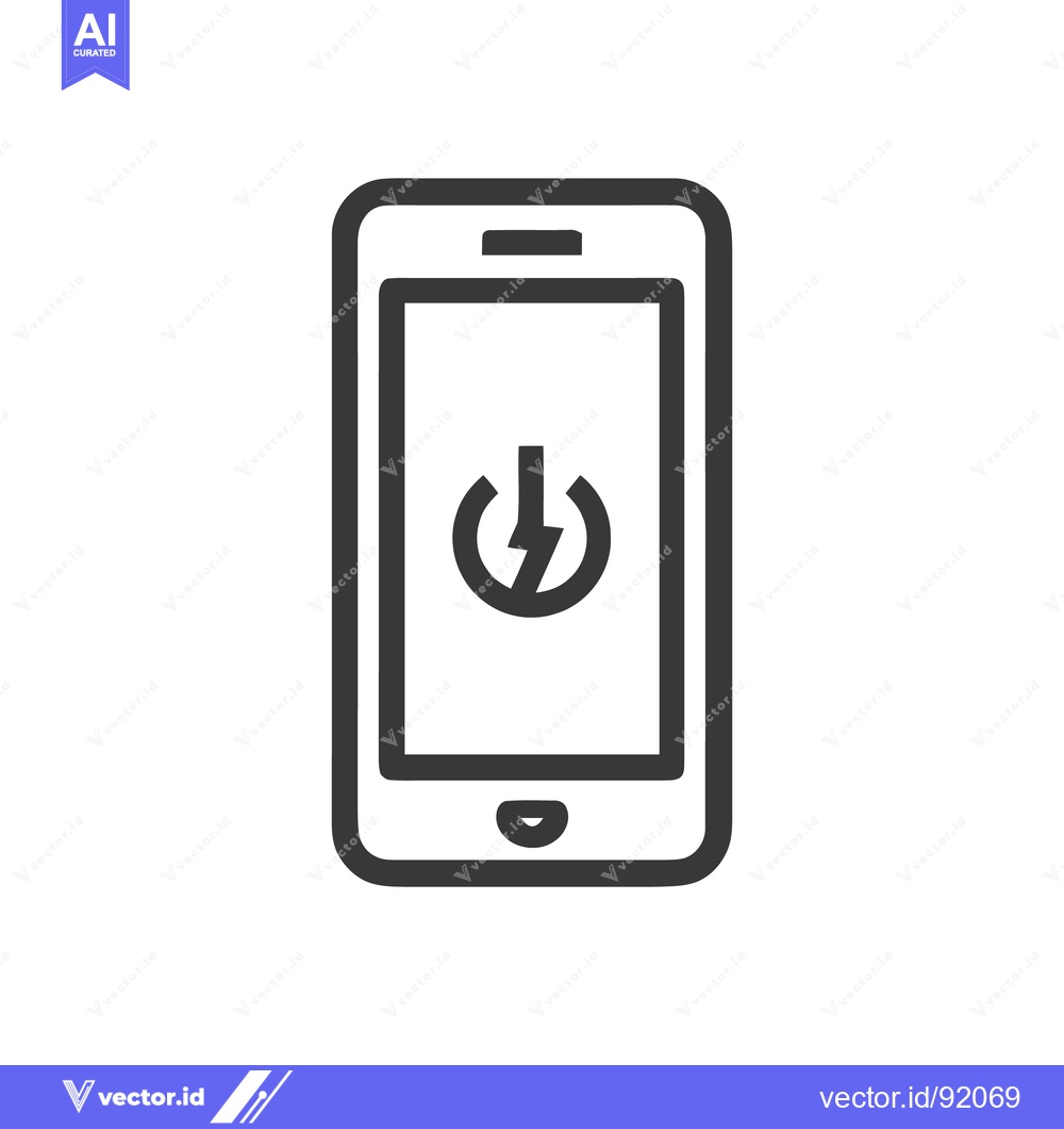 Premium Vector dari Smartphone Power Icon: Minimalist Design for Mobile Technology and Ene