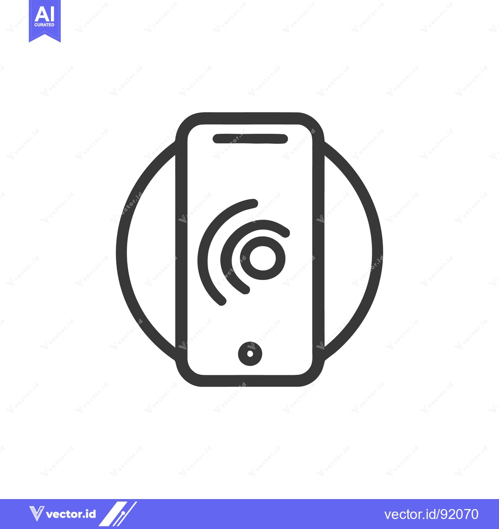 Premium Vector dari Minimalist Smartphone Icon with Circular Signal Waves and Outline Desi