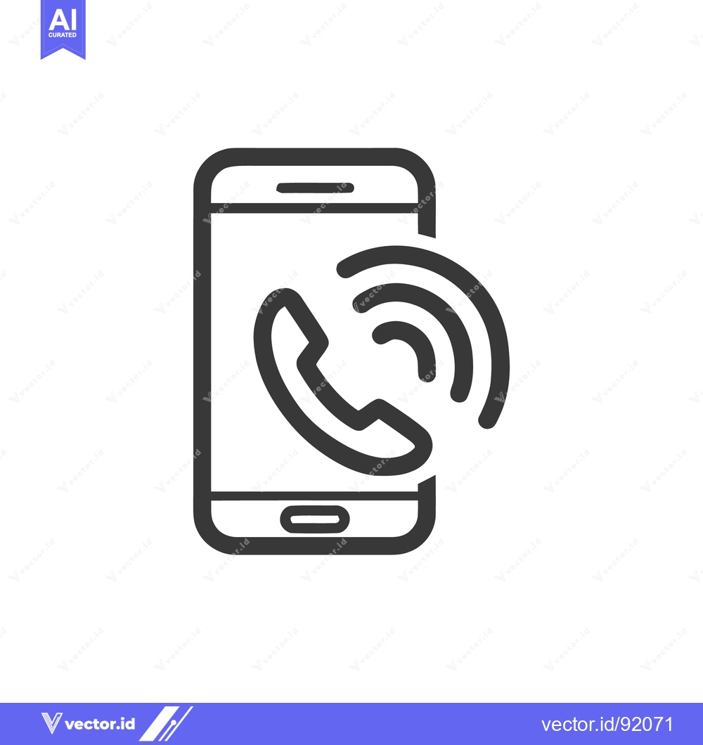 Premium Vector dari Smartphone Ringing Icon: Bold Outline of Mobile Phone with Call Symbol