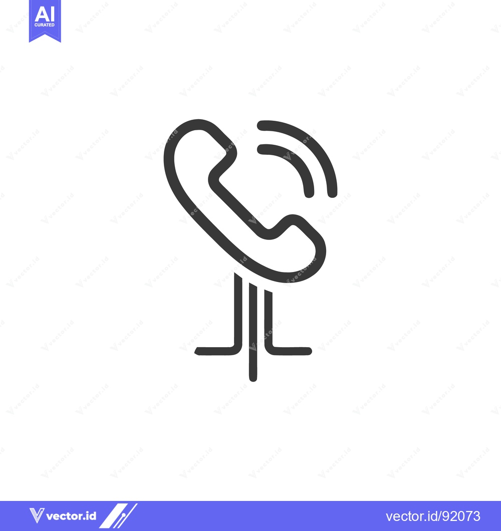 Premium Vector of Ringing Phone Icon: Retro Handset with Signal Waves, Minimalist Design