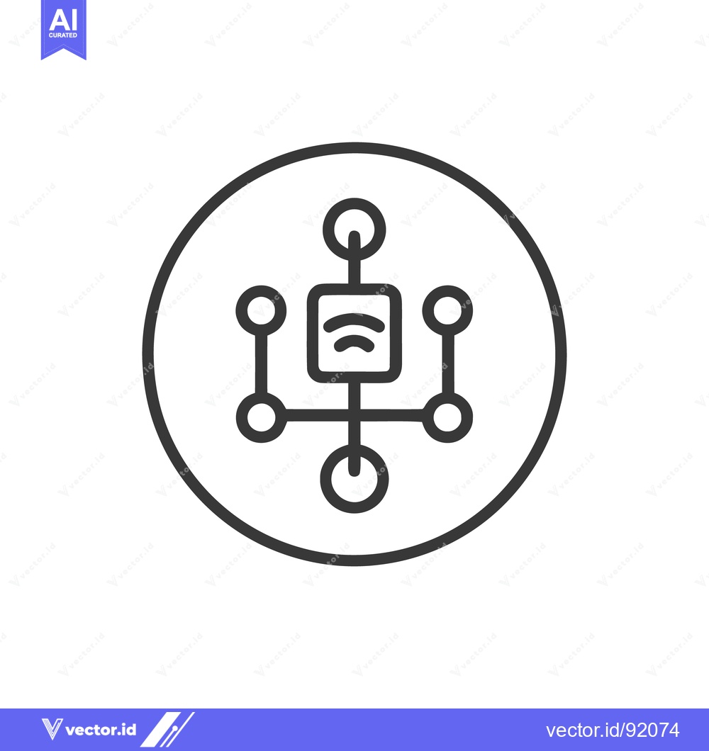 Premium Vector dari Minimalist Wireless Network Icon in Circle, Black Outline on White