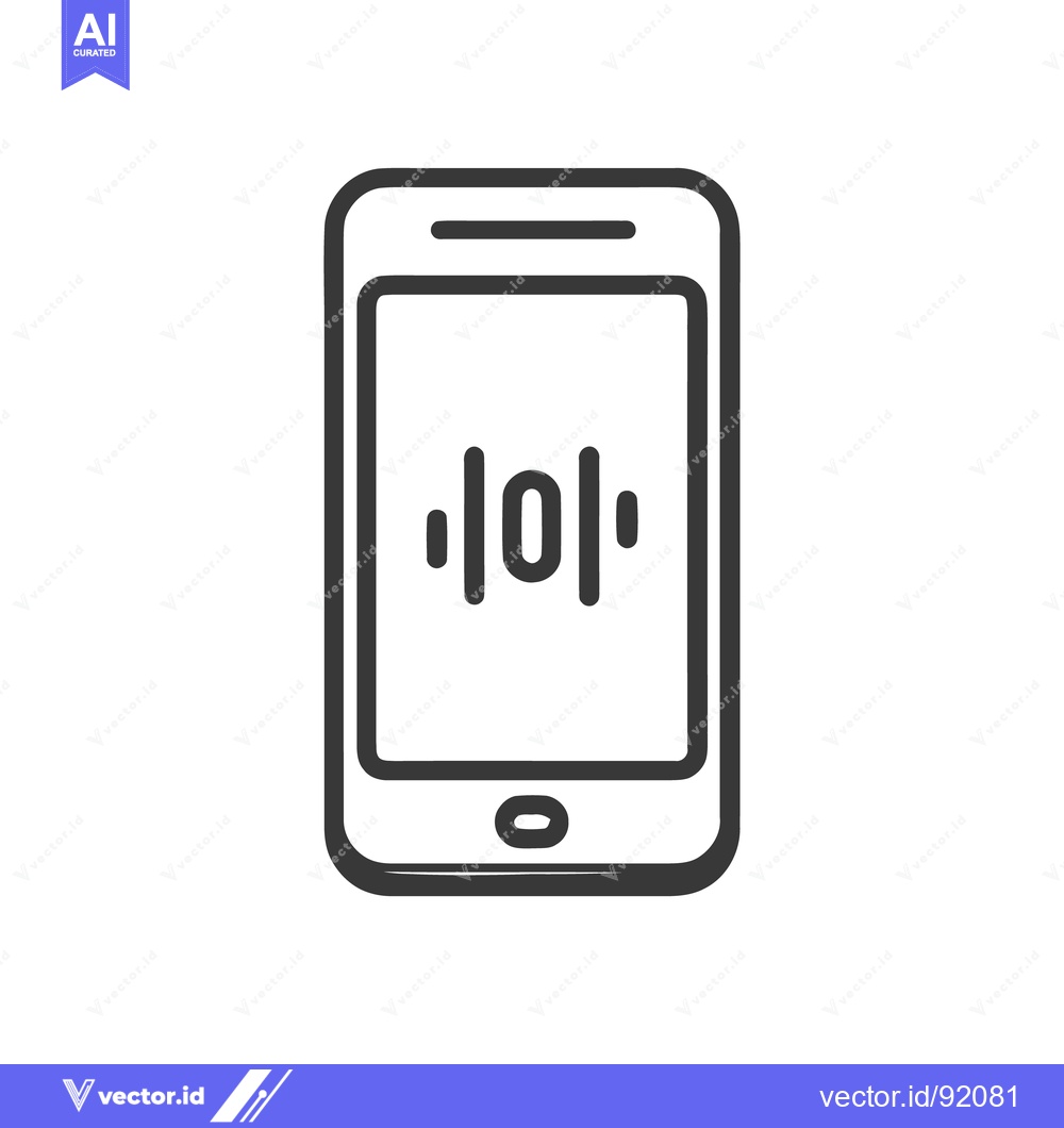 Premium Vector of Smartphone Voice Recording Icon: Minimalist Black and White Design