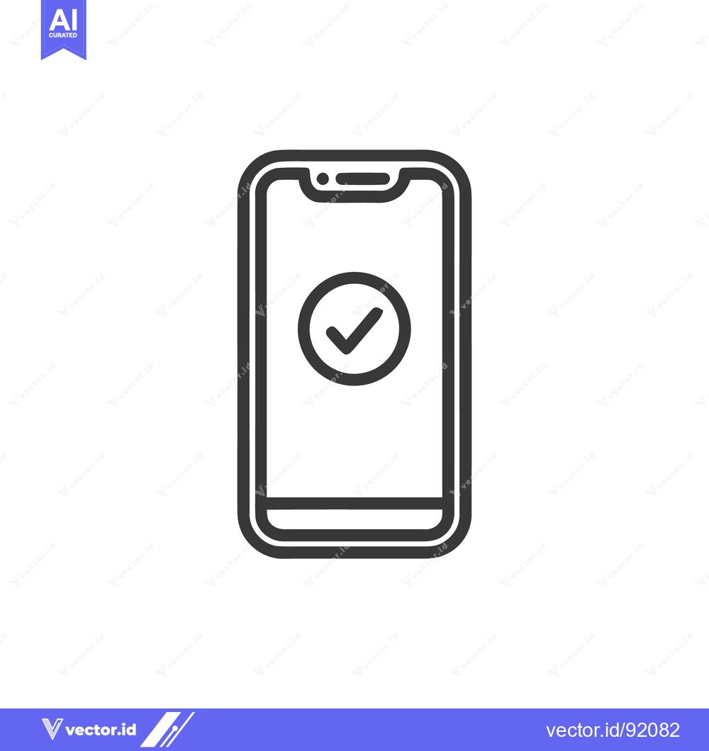 Premium Vector of Smartphone with Checkmark: Modern Approval Icon, Outline Style
