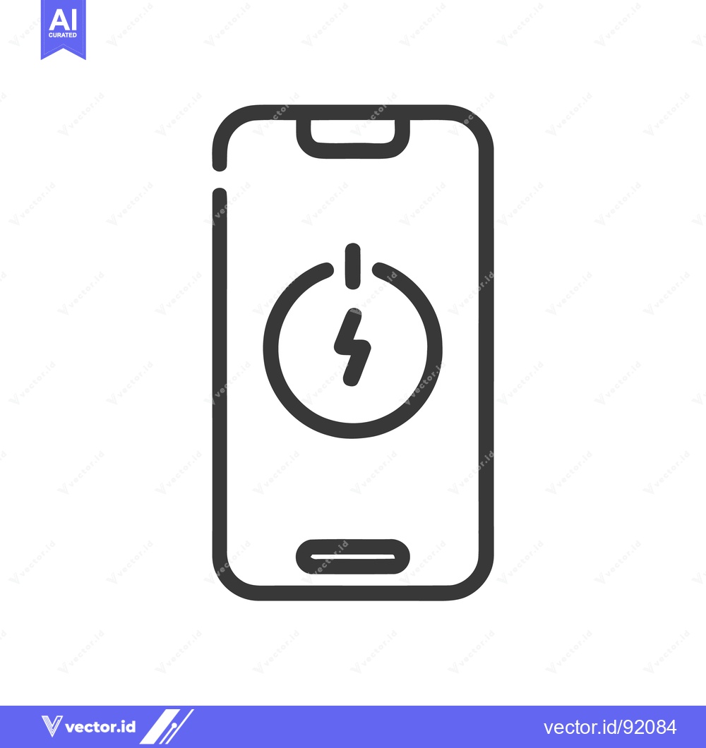 Premium Vector dari Smartphone Charging Icon: Modern Line Art for Mobile Power