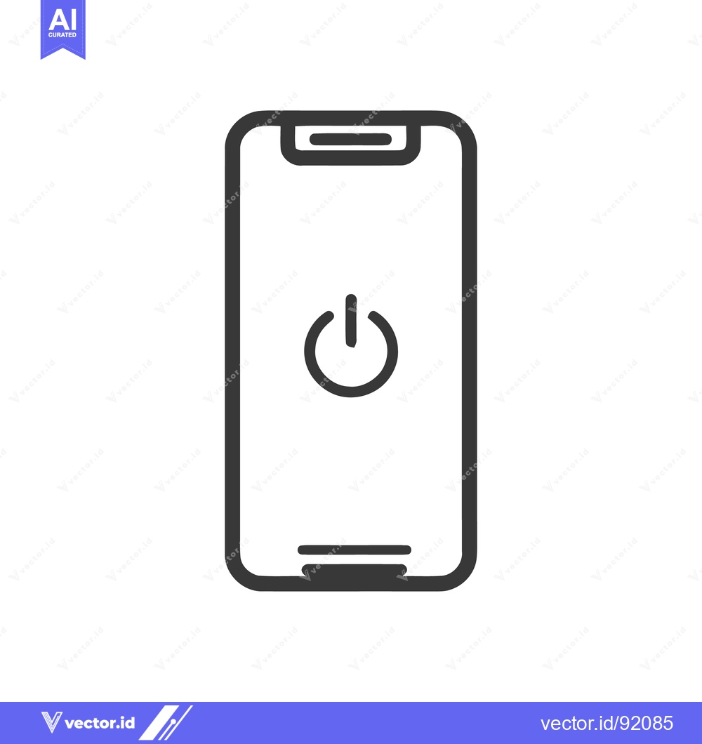 Premium Vector of Minimalist Smartphone Icon with Power Button, Sleek Design