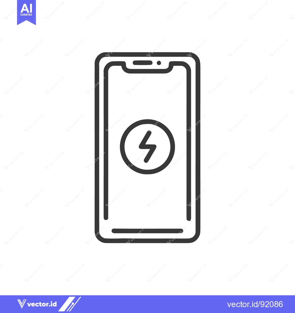 Premium Vector dari Smartphone Charging Icon: Modern Line Art Symbol of Energy and Technol