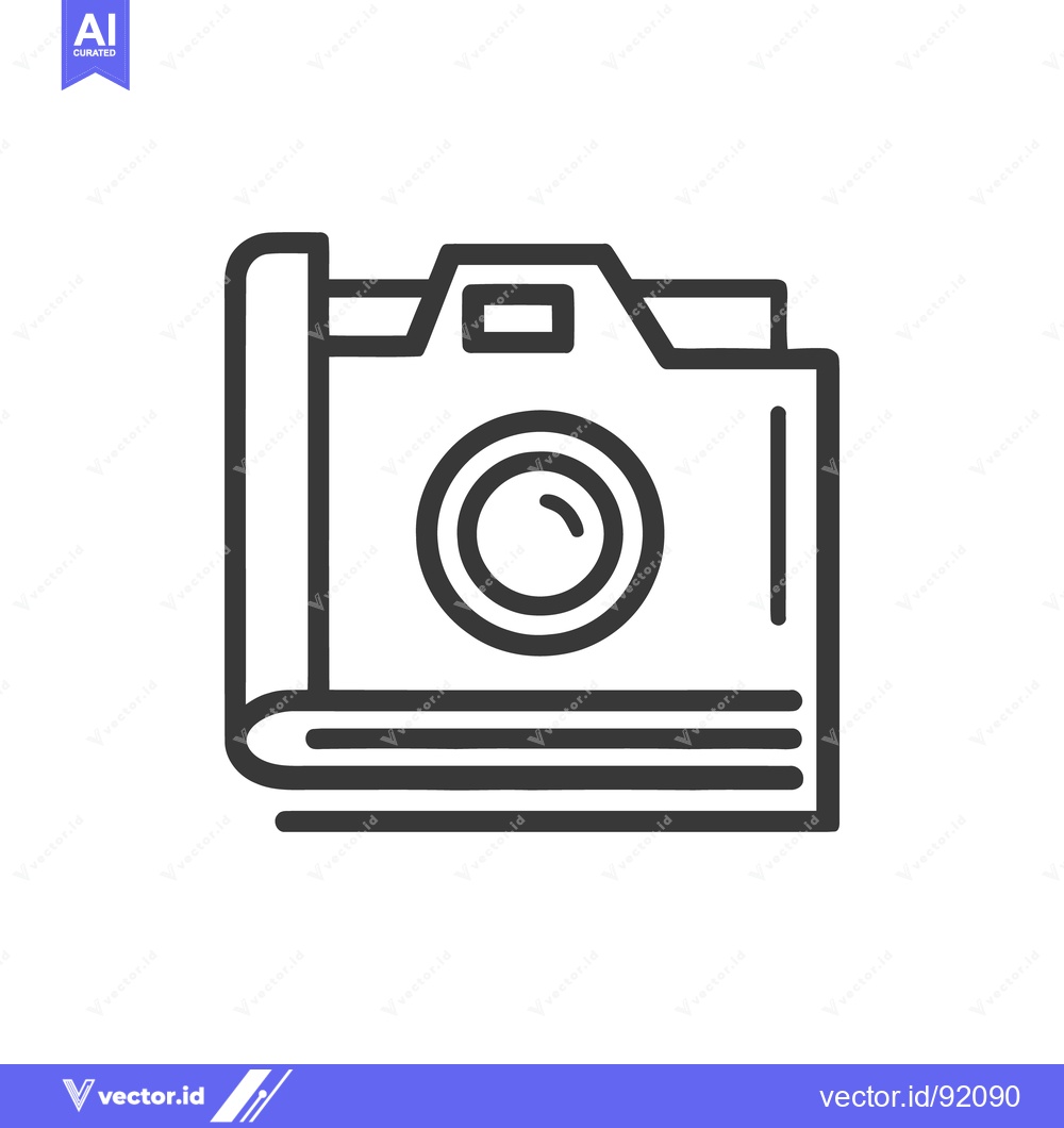 Premium Vector of Camera Icon on Book Cover, Photography Education Symbol, Minimalist De