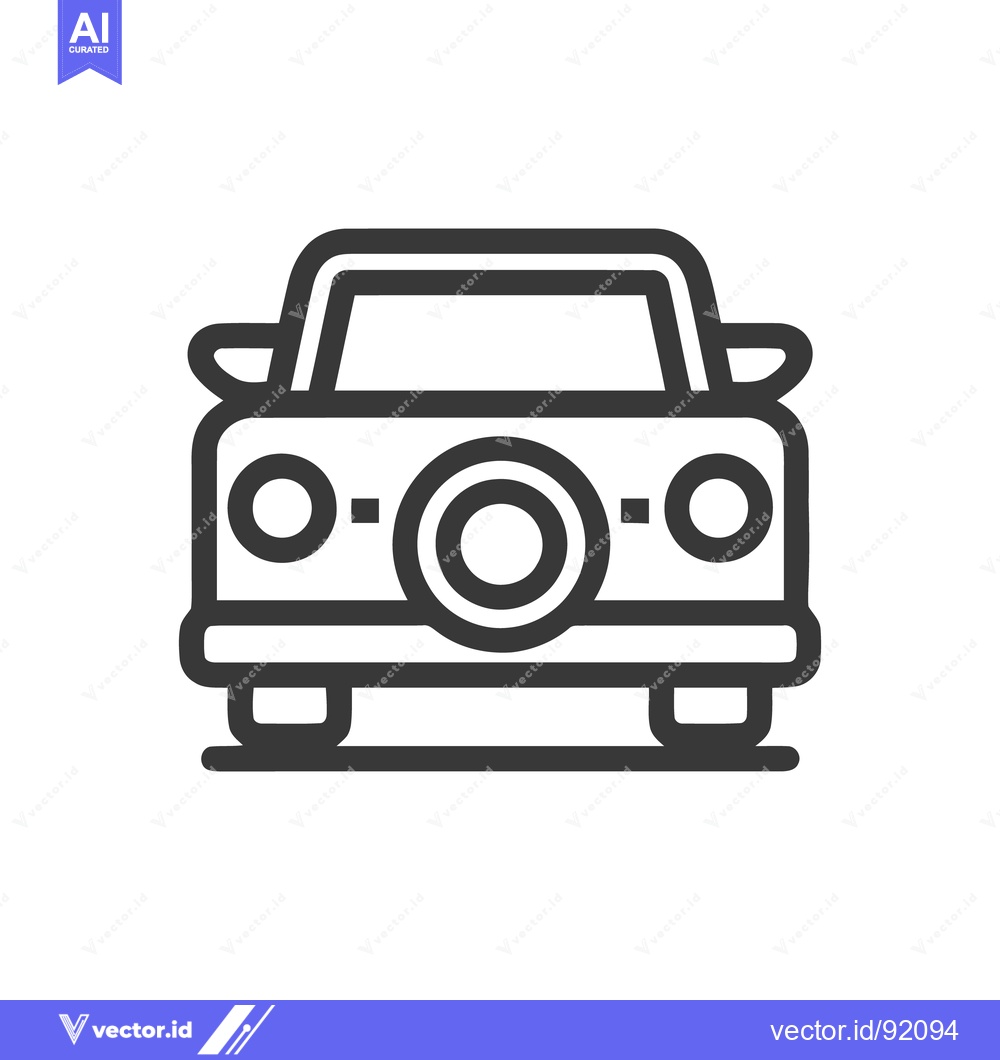 Premium Vector dari Bold Outline Car Icon: Front View, Modern Design, Automotive Symbol