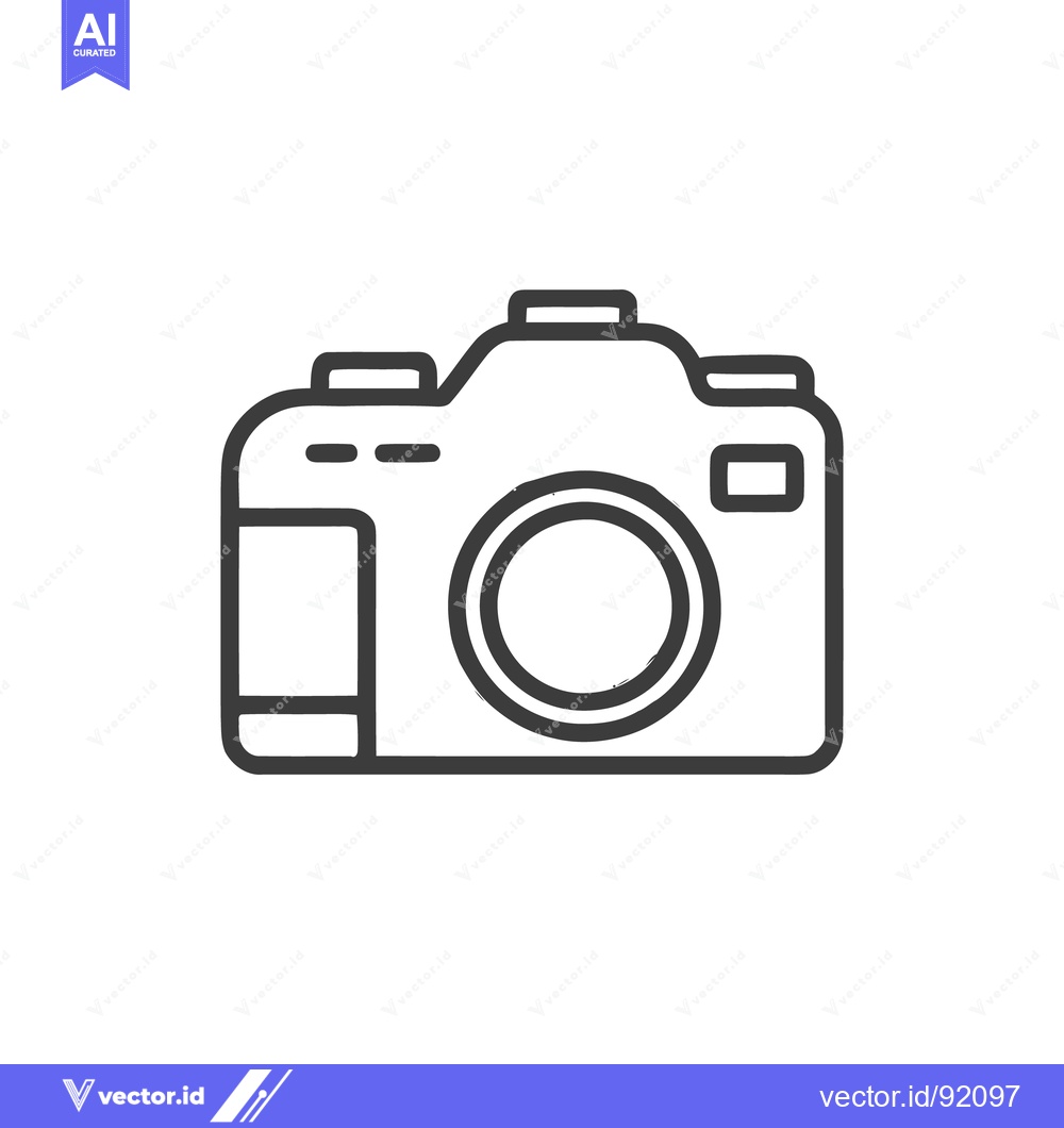 Premium Vector dari Minimalist Camera Icon: Bold Outline on White Background, Photography