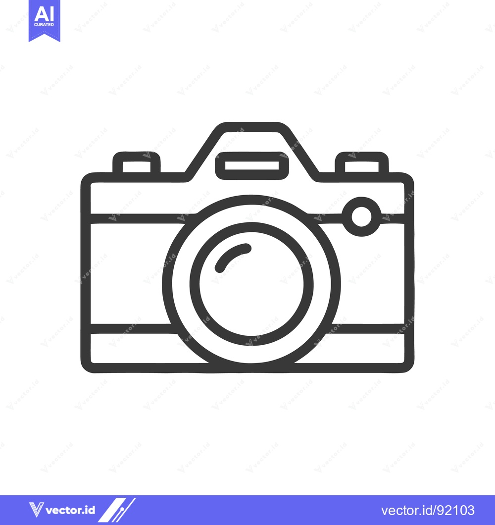 Premium Vector of Minimalist Camera Icon: Bold Outline, Photography Symbolism, Clean Des
