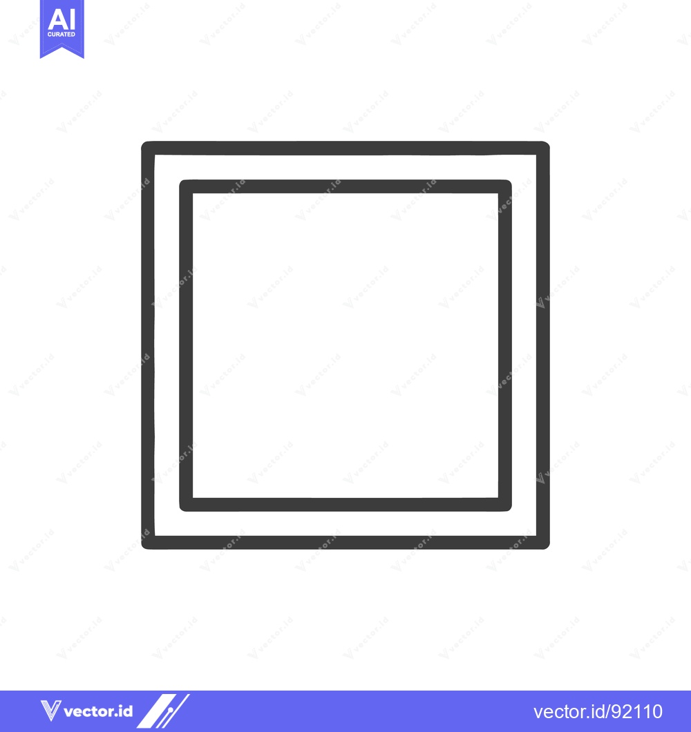 Premium Vector of Simple Double Square Outline Icon on White Background