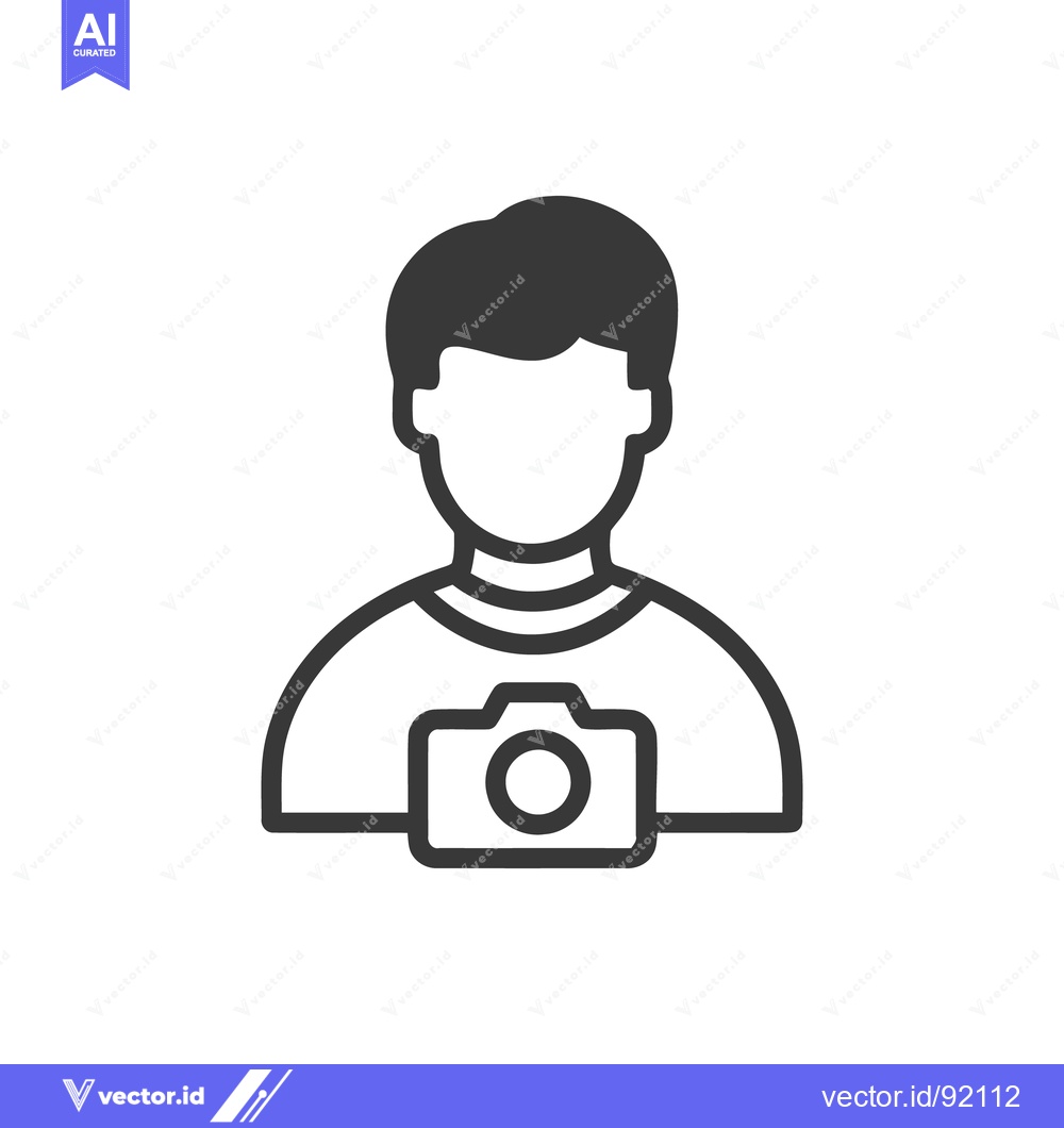Premium Vector of Photographer Icon: Faceless Person with Camera, Minimalist Design
