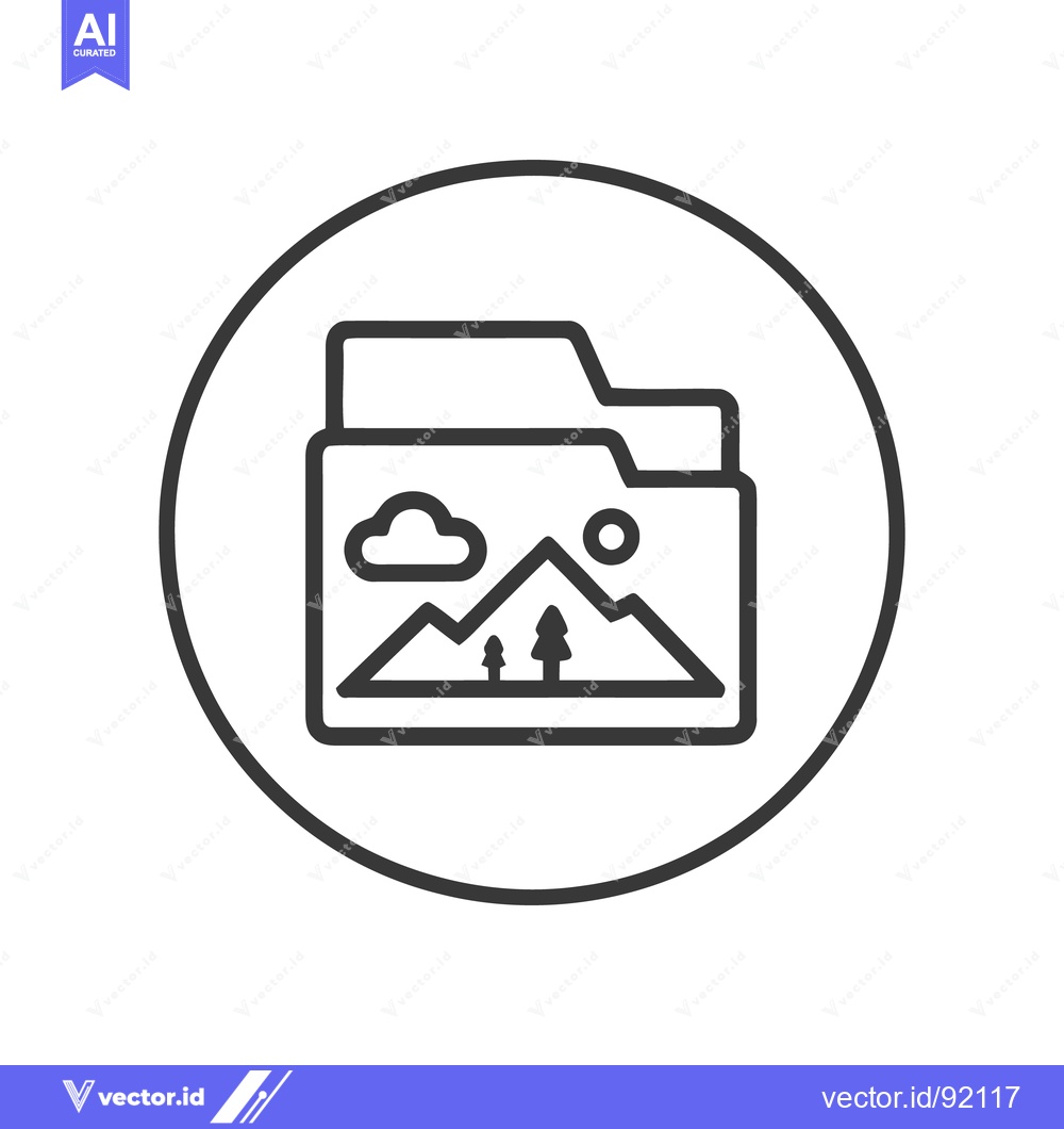 Premium Vector dari Minimalist Folder Icon with Mountain Landscape Inside, Encapsulated in