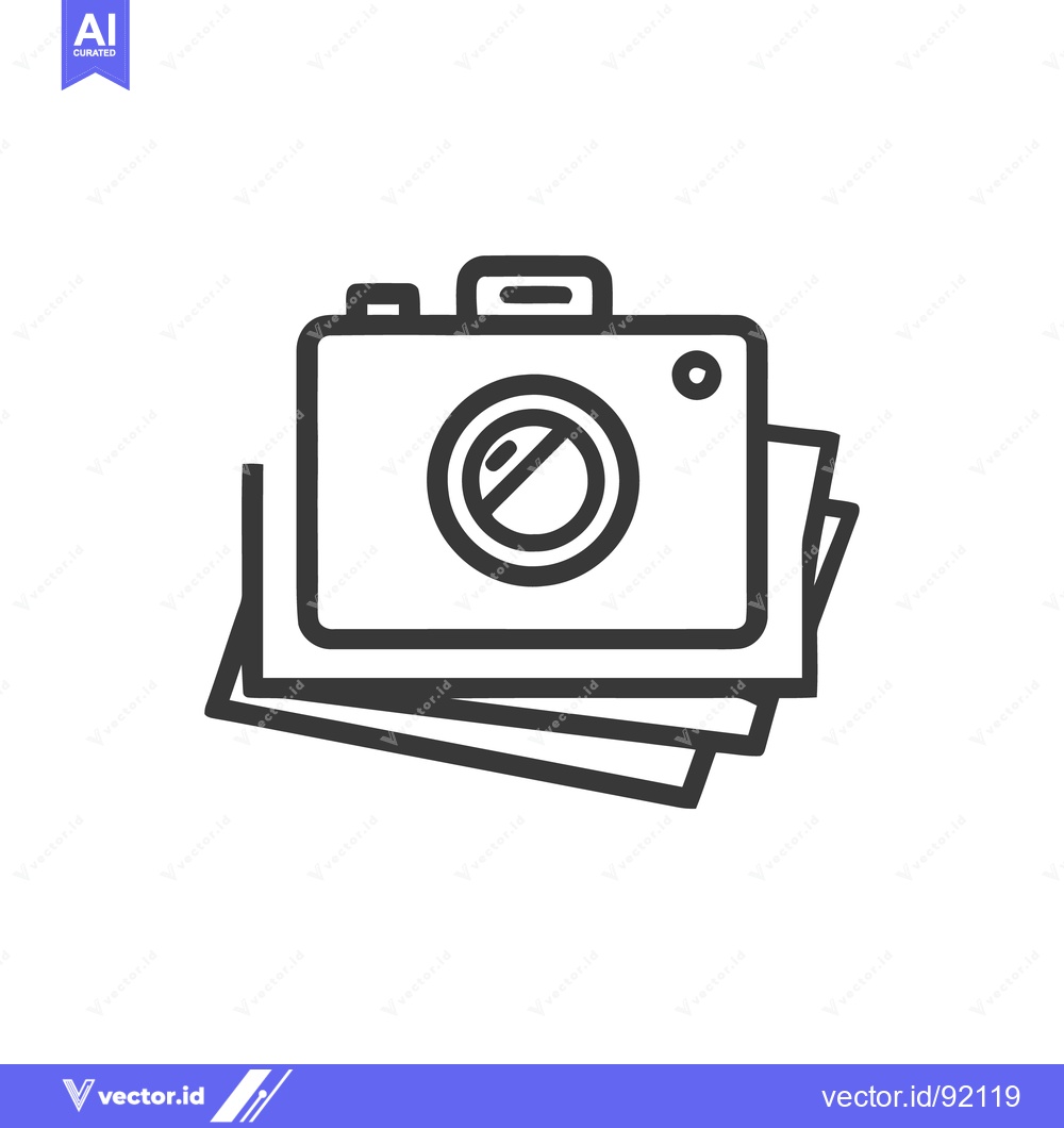 Premium Vector dari Camera and Photos Icon: Minimalist Line Art Illustration