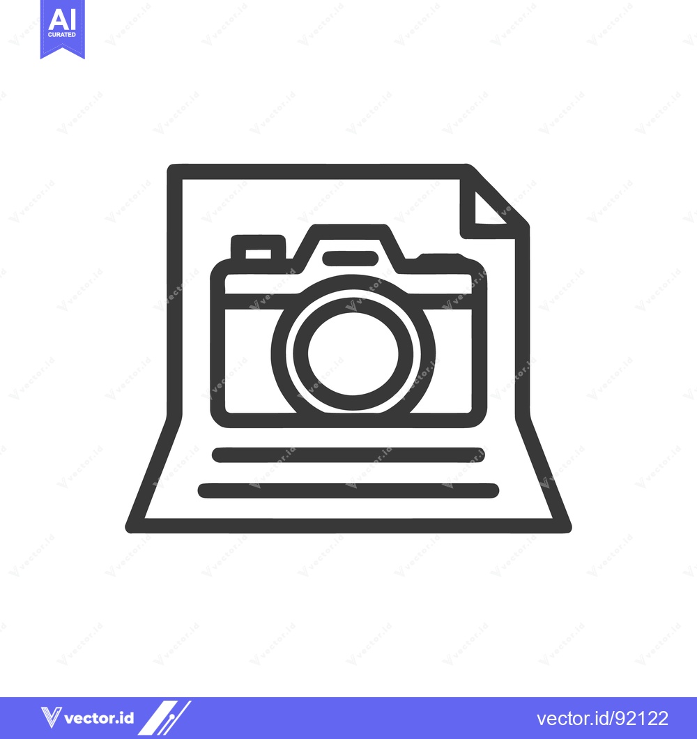 Premium Vector dari Camera Icon on Document, Photography Concept, Minimalist Design