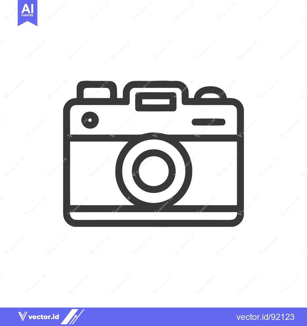 Premium Vector dari Minimalist Camera Icon: Bold Outline on White Background, Photography