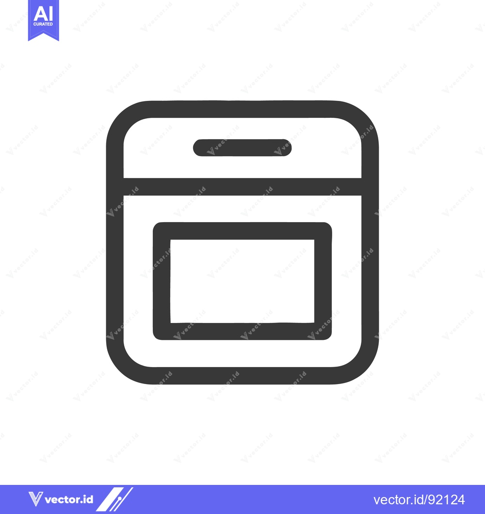 Premium Vector dari Minimalist Oven Icon: Rounded Edges, Bold Line, Modern Design