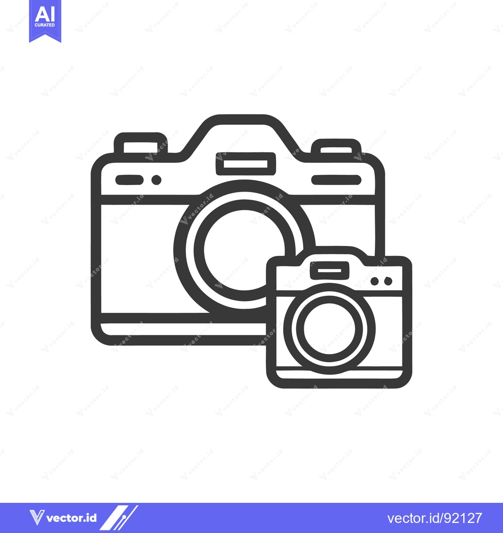 Premium Vector dari Two Cameras Icon: Professional and Compact Photography Gear