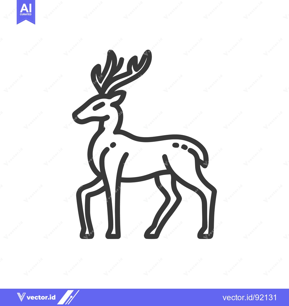 Premium Vector dari Elegant Deer Outline: Minimalist Vector Illustration with Antlers on W