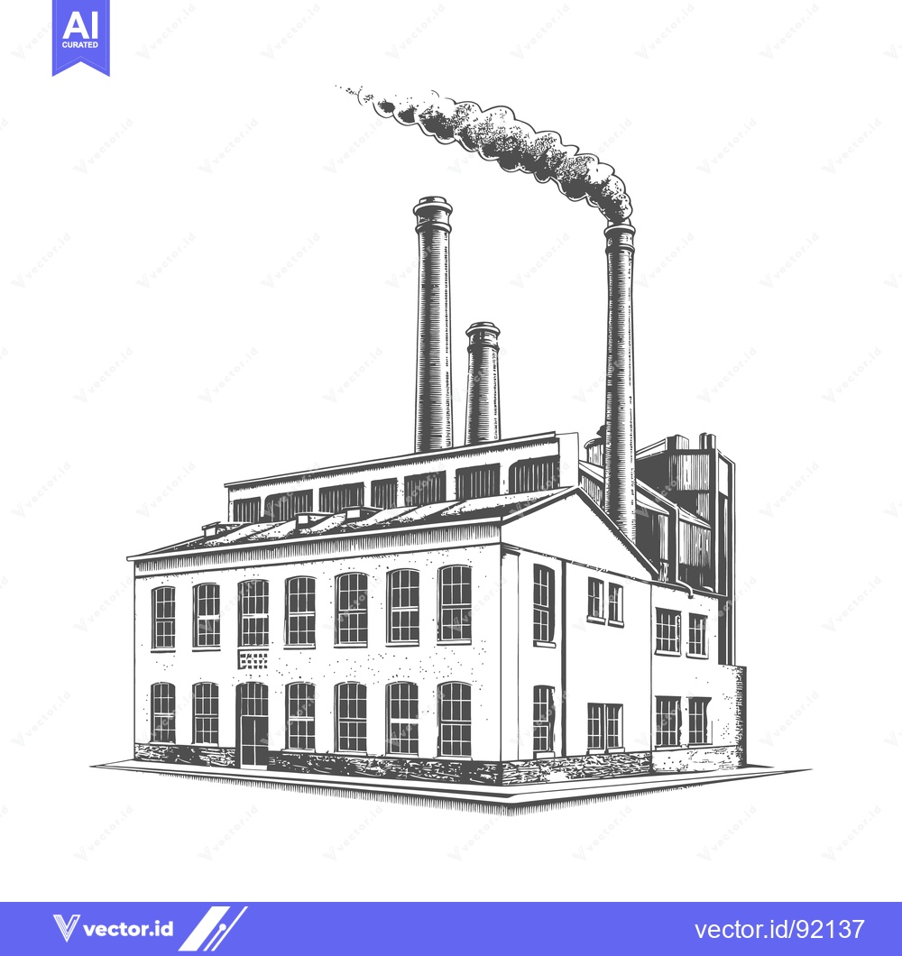 Premium Vector dari Industrial Factory Building Smoking Chimneys Releasing Air Pollution D