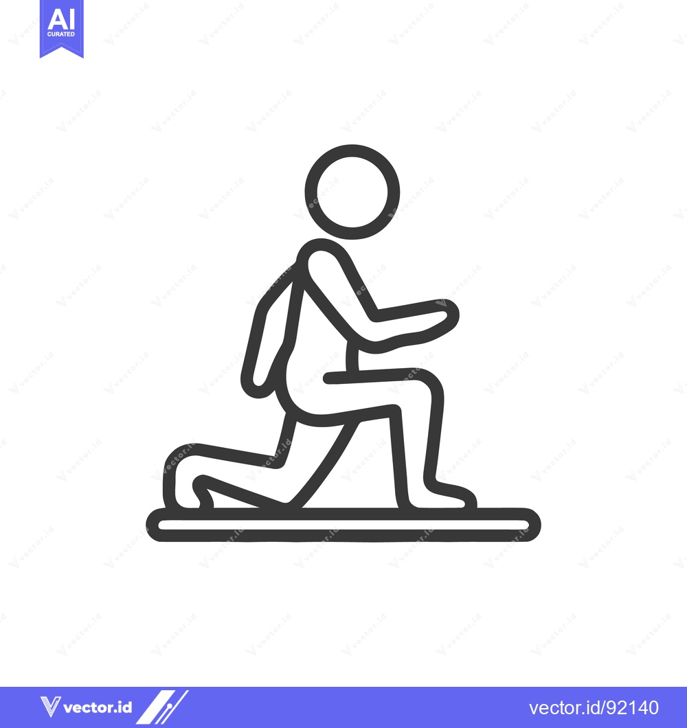 Premium Vector of Minimalist Line Art: Person Kneeling, Exercise Pose, Fitness Icon