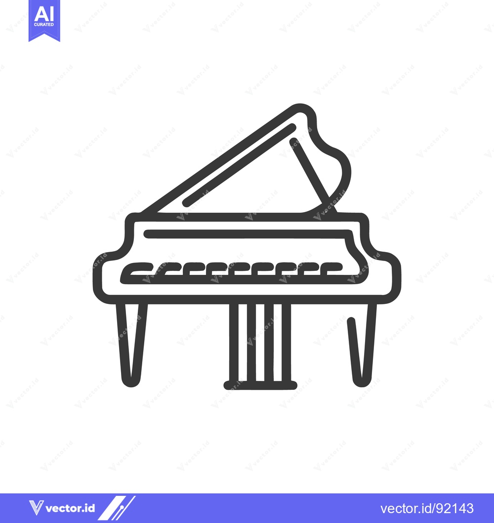 Premium Vector of Elegant Grand Piano Outline: Minimalist Musical Instrument Icon Design